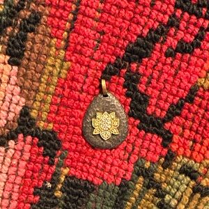 Diamond lotus pendant sterling and 18k gold